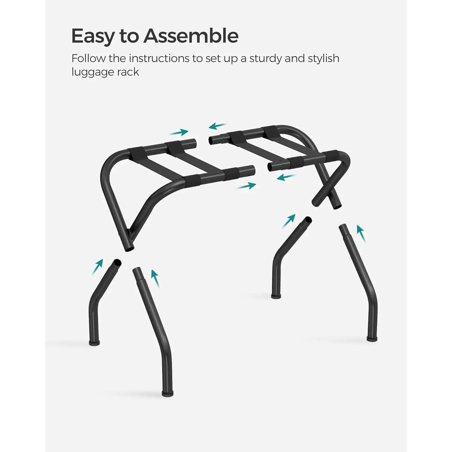 Set of 2- Sturdy Black Metal Folding Luggage Rack by HomePacific