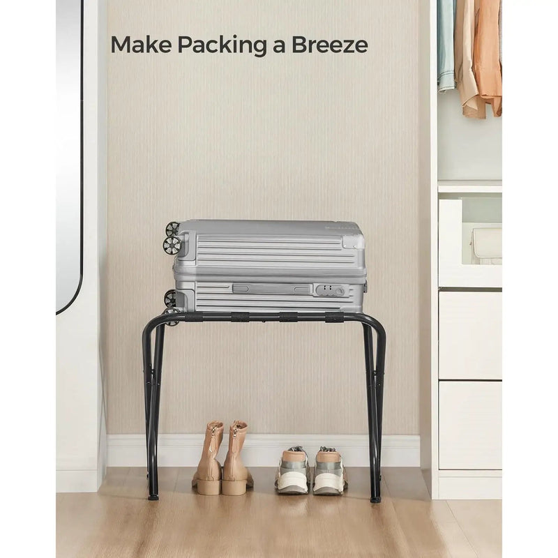 Set of 2- Sturdy Black Metal Folding Luggage Rack by HomePacific