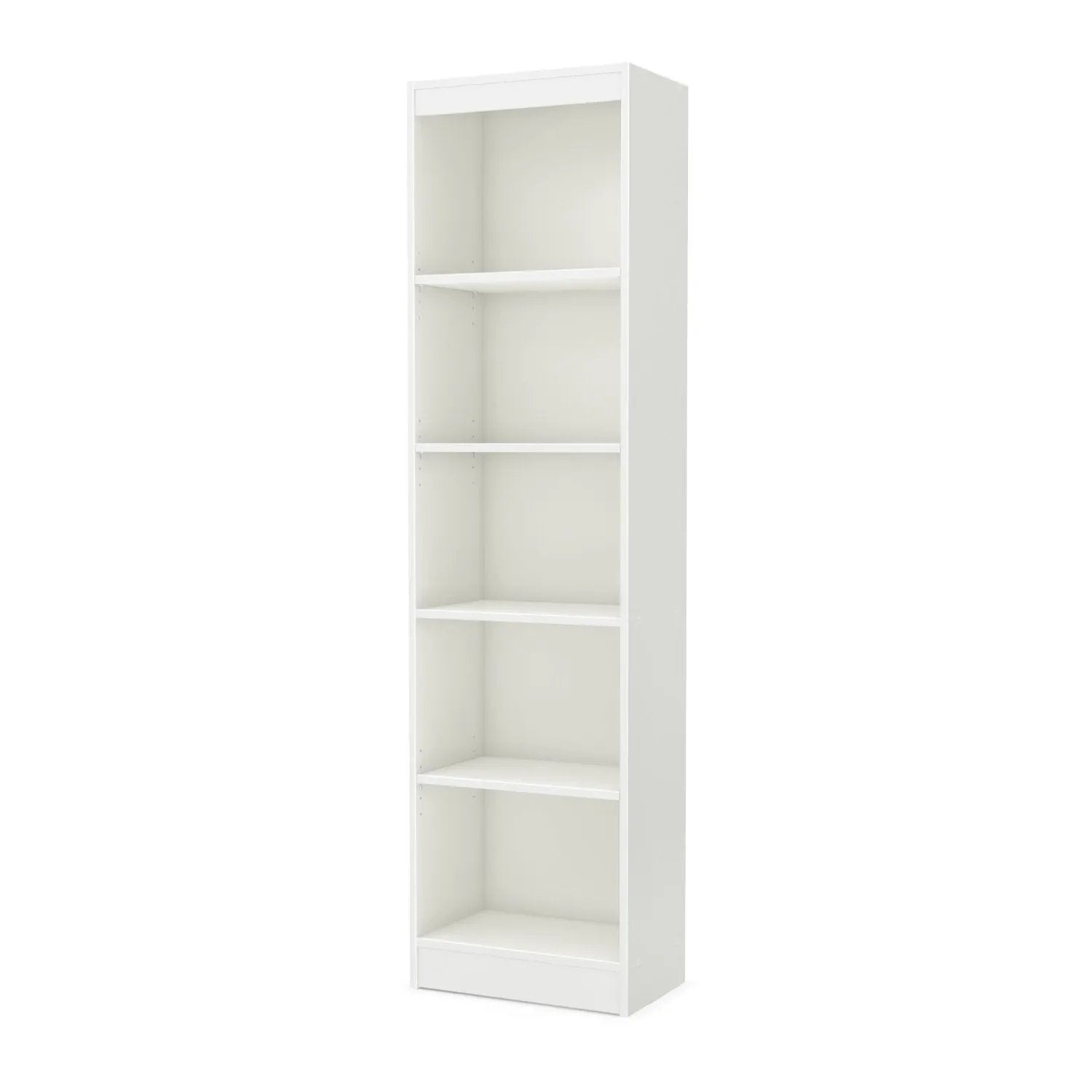 5-Shelf Narrow Bookcase Storage Shelves in White Wood Finish by HomePacific