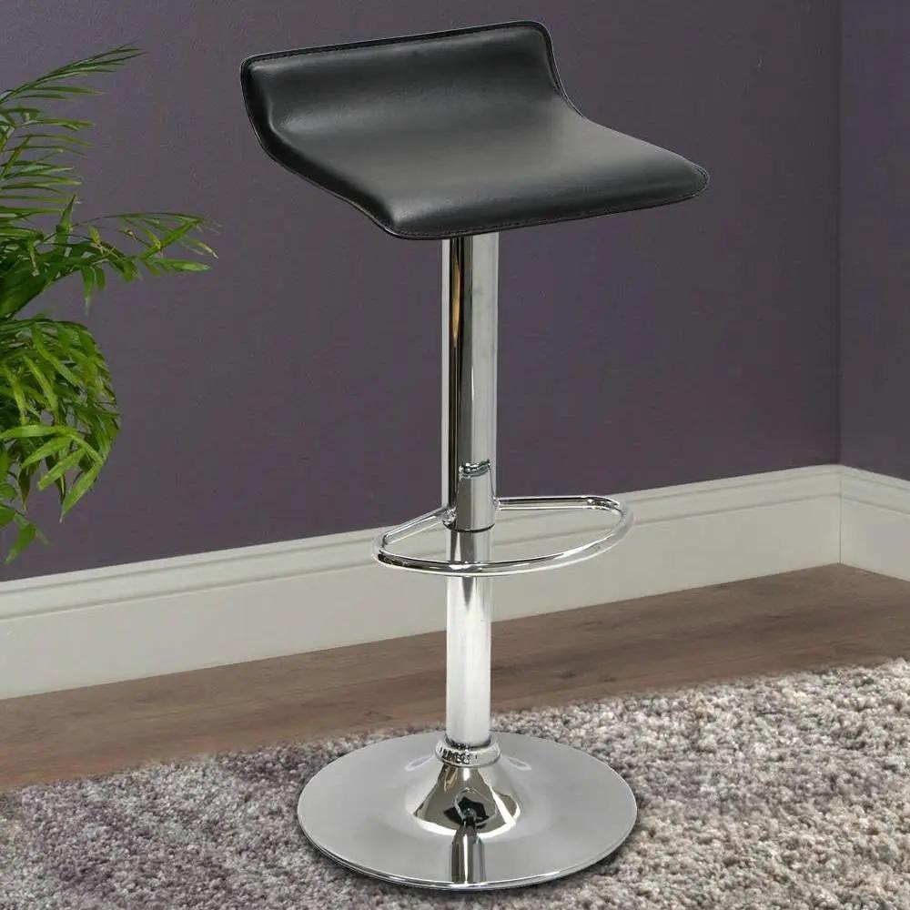 Modern Air-Lift Adjustable Bar Stools with Black PVC Seat by HomePacific
