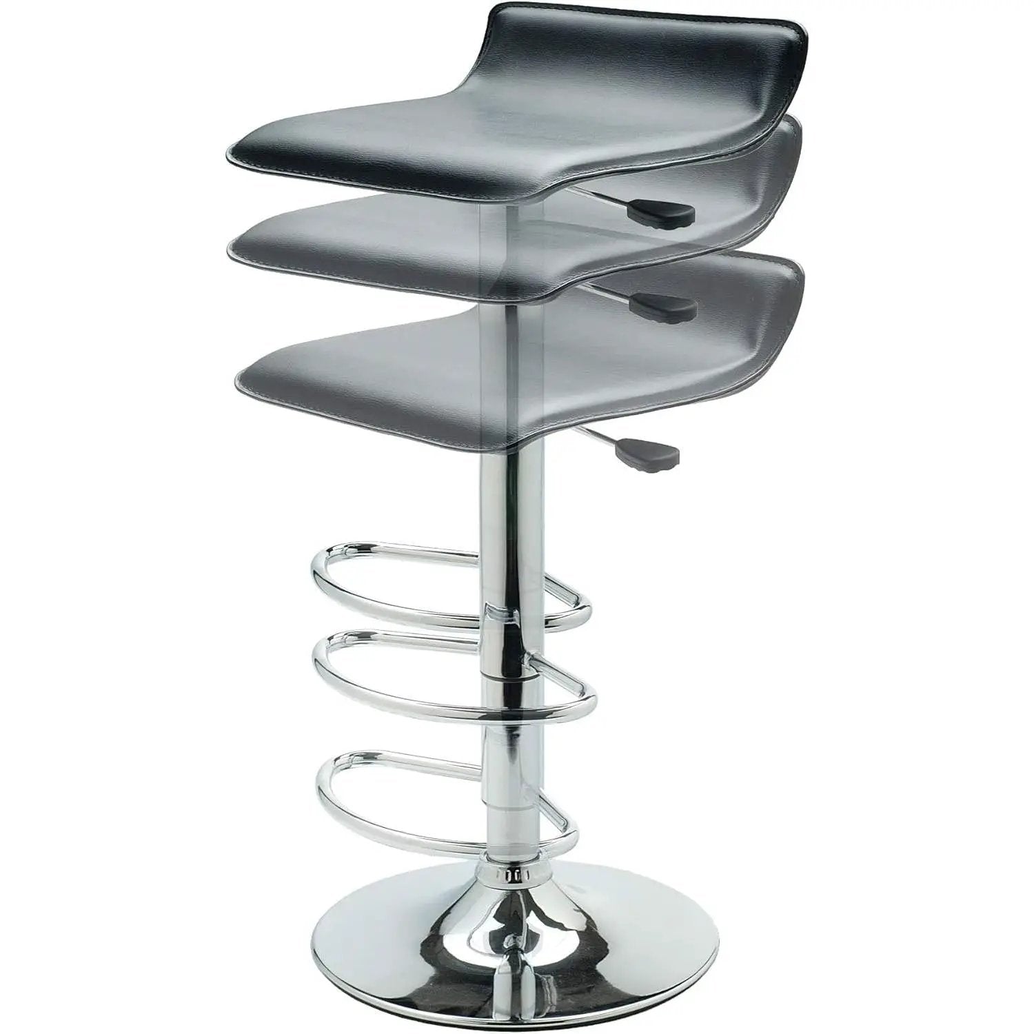 Modern Air-Lift Adjustable Bar Stools with Black PVC Seat by HomePacific