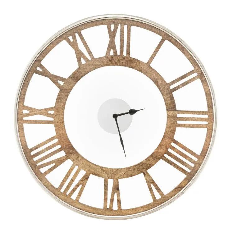 Natural Wood 16-inch Classic Farmhouse Roman Numerals Wall Clock by HomePacific