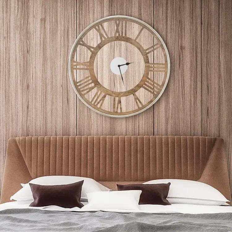 Natural Wood 16-inch Classic Farmhouse Roman Numerals Wall Clock by HomePacific