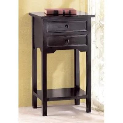 Set of 2 Nightstand Side Tables / End Table in Black Finish Pine Wood by HomePacific