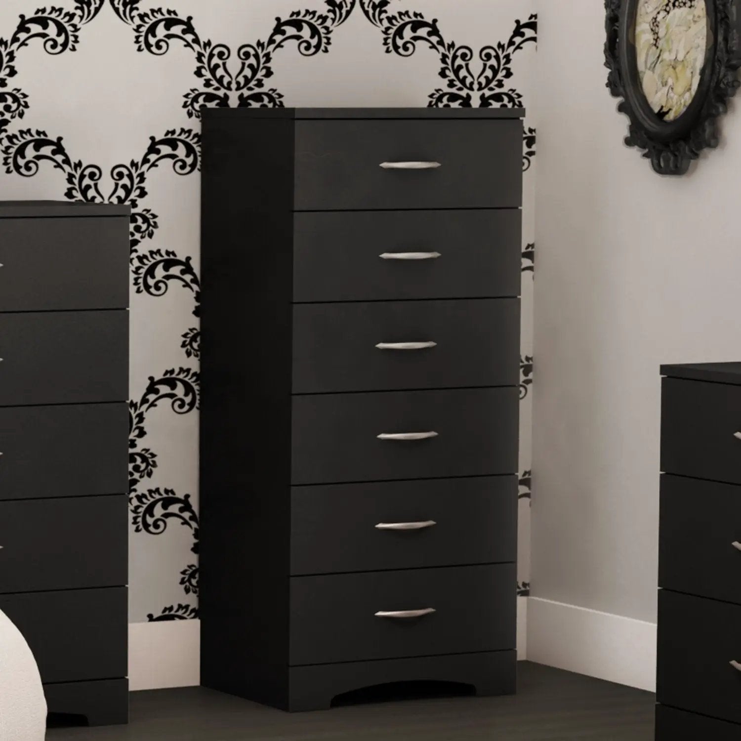 Black 6-Drawer Lingerie Chest for Contemporary Bedroom by HomePacific