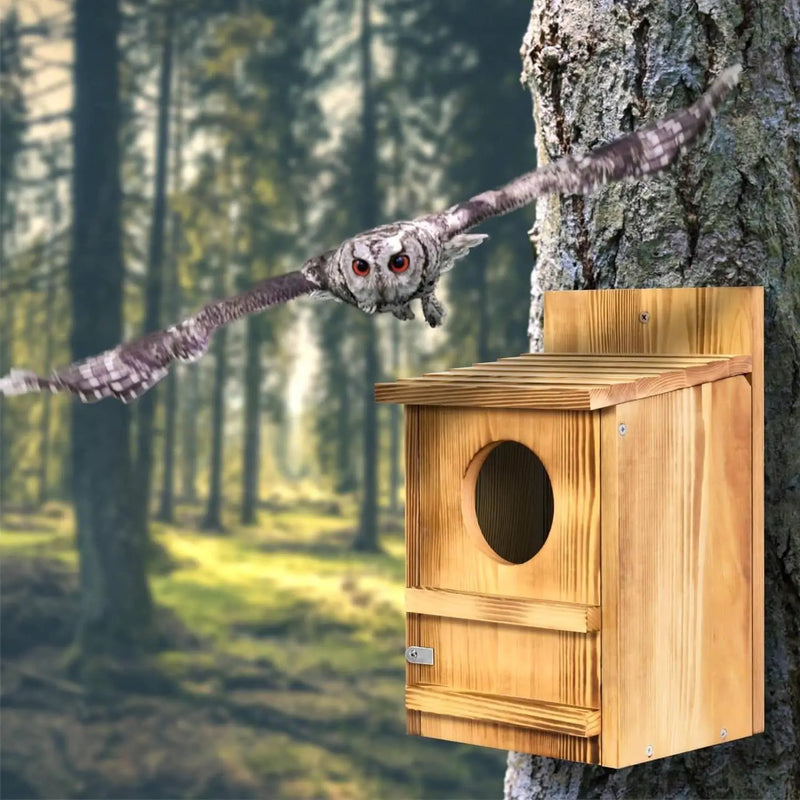 Outdoor Wooden Screech Owl BirdHouse for Mounting - Easy to Assemble by HomePacific