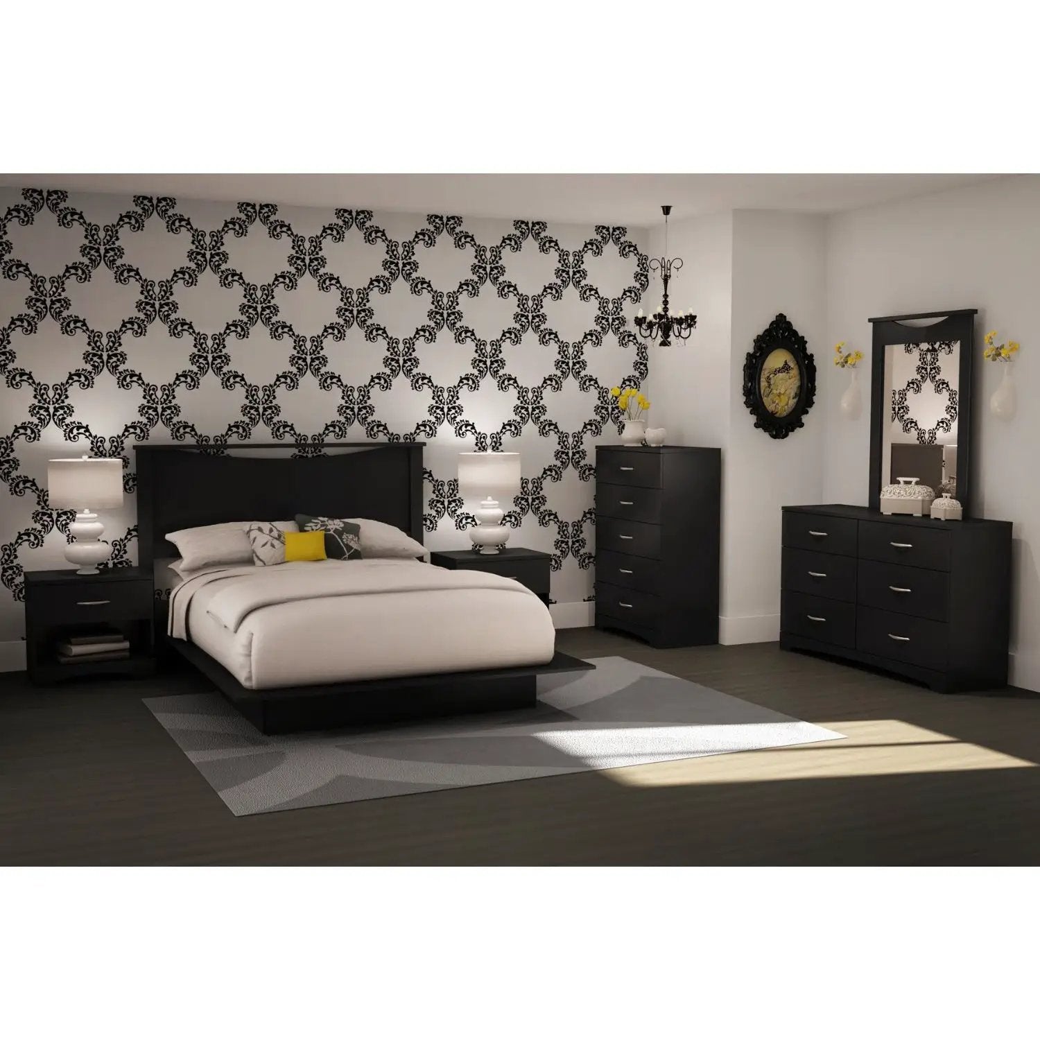 6-Drawer Dresser for Contemporary Bedroom in Black Finish by HomePacific
