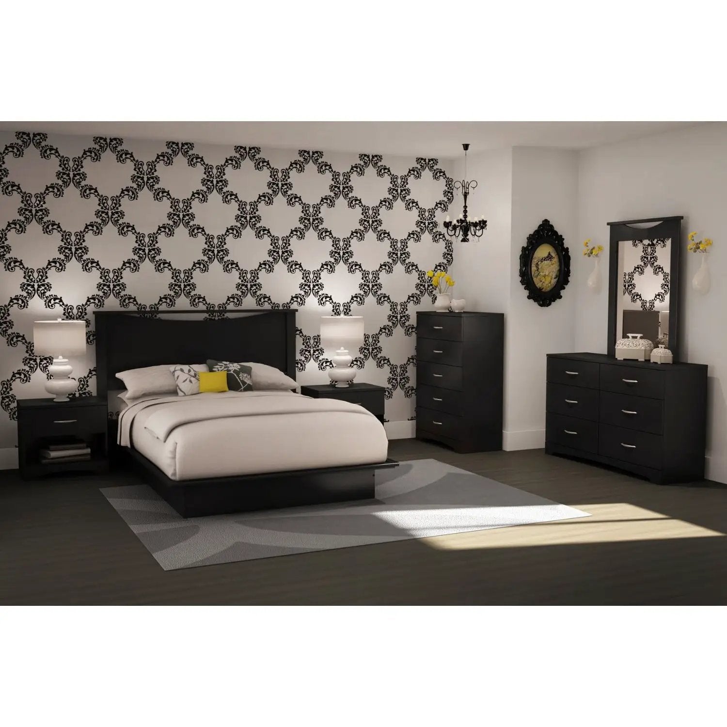 6-Drawer Dresser for Contemporary Bedroom in Black Finish by HomePacific