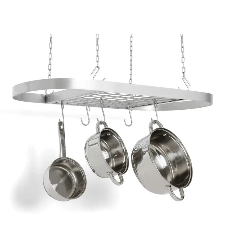 Heavy Duty Carbon Steel Ceiling Mount Kitchen Pot Rack with 16 Hanging Hooks by HomePacific