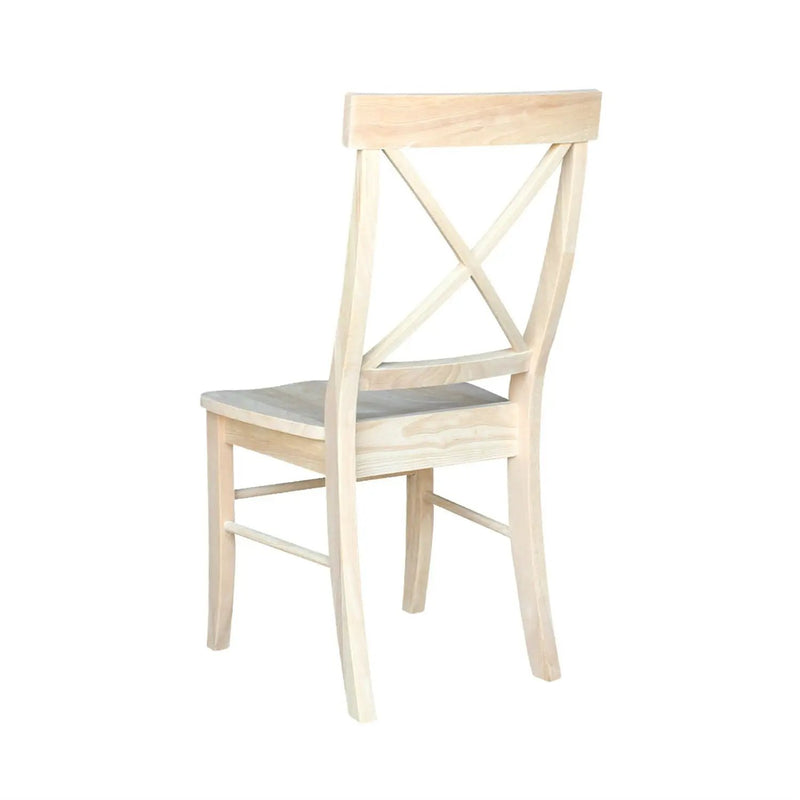 Set of 2 - Unfinished Wood Dining Chairs with X-Back Seat Backrest by HomePacific