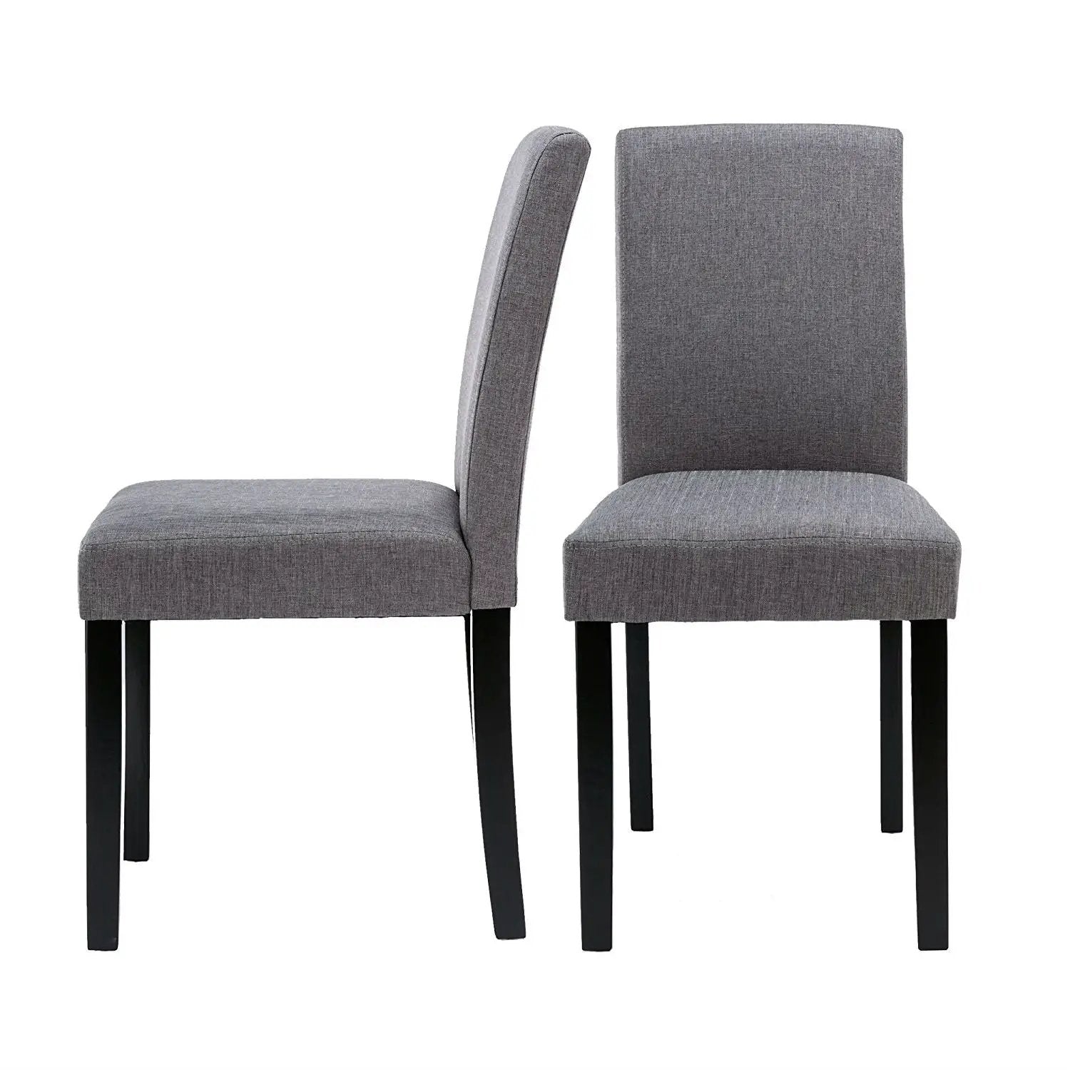 Set of 2 - Grey Fabric Dining Chairs with Black Wood Legs by HomePacific