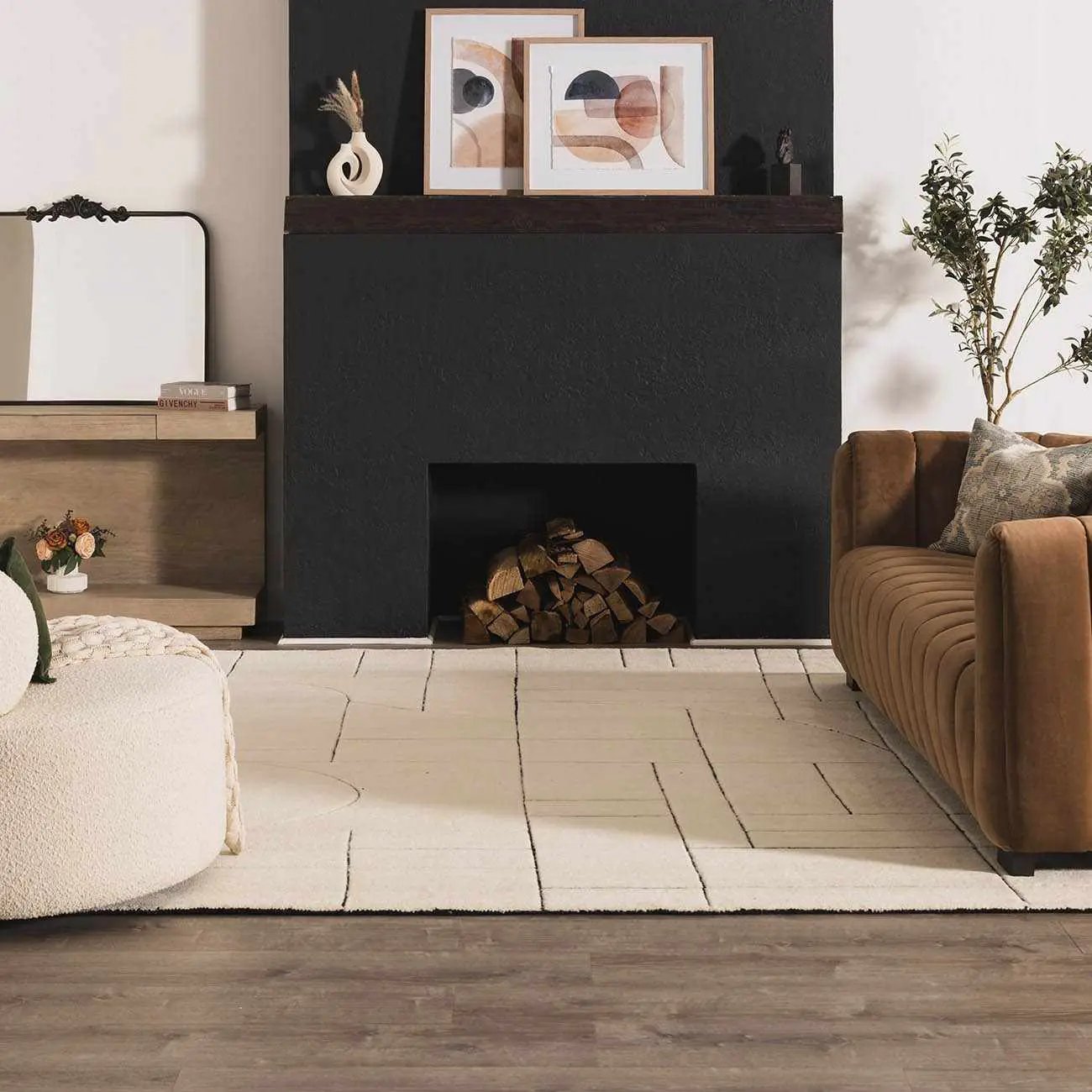 Fusao Rose Cream Area Rug - Clearance by Boutique Rugs