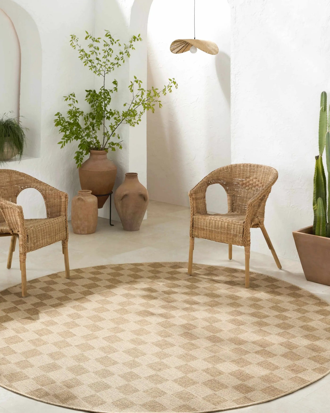 Kuval Checkered Brown Outdoor Rug by Boutique Rugs