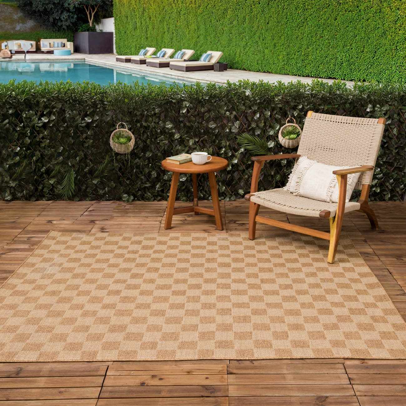 Kuval Checkered Brown Outdoor Rug by Boutique Rugs