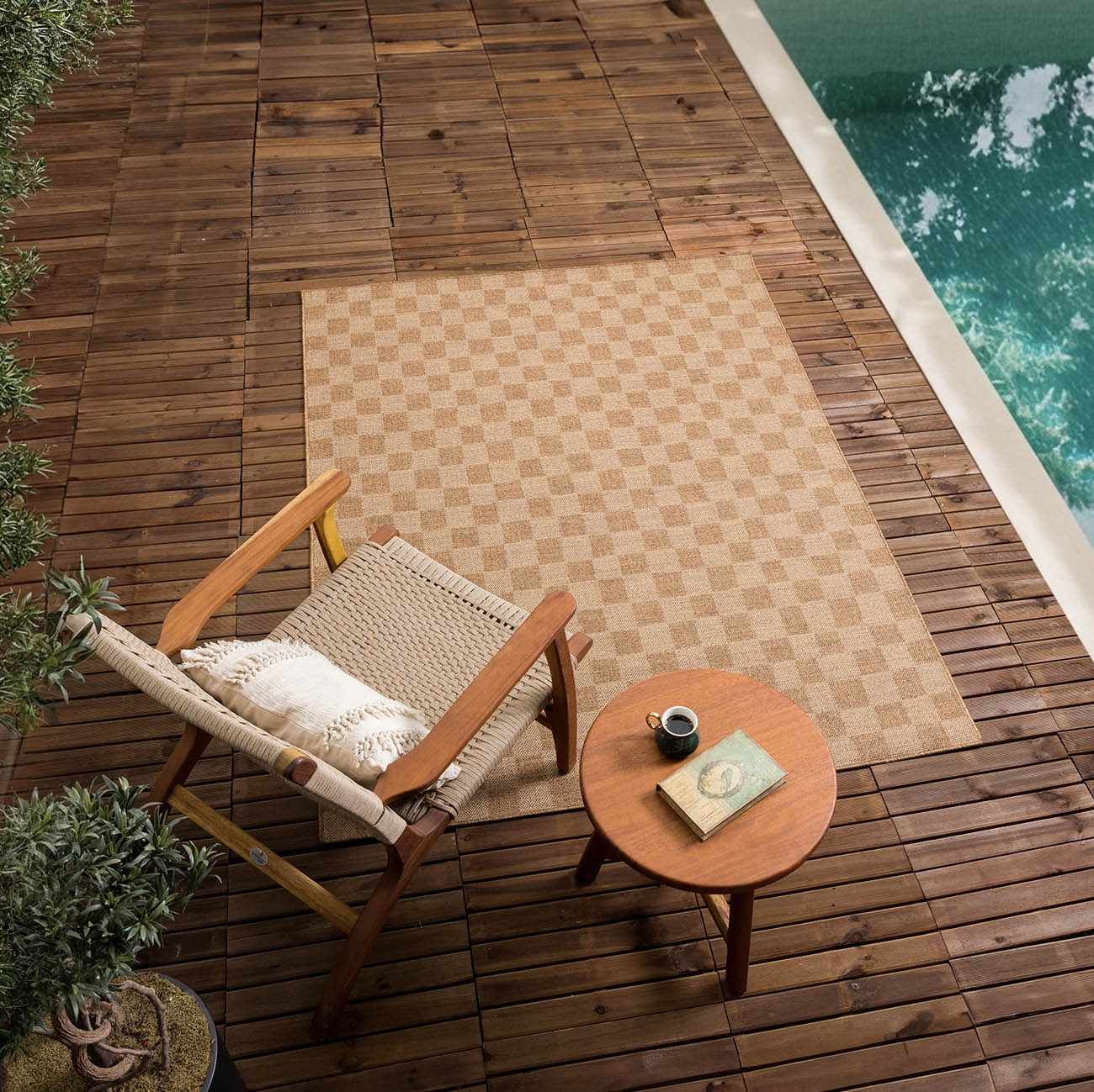 Kuval Checkered Brown Outdoor Rug by Boutique Rugs
