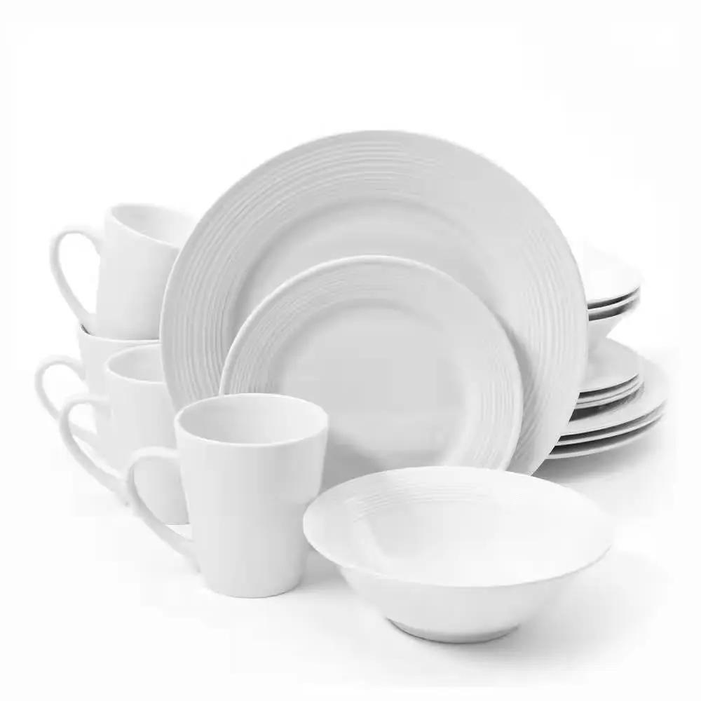 16-Piece White Ceramic Dinnerware Set w/ Bowls Plates and Mugs - Service for 4 by HomePacific