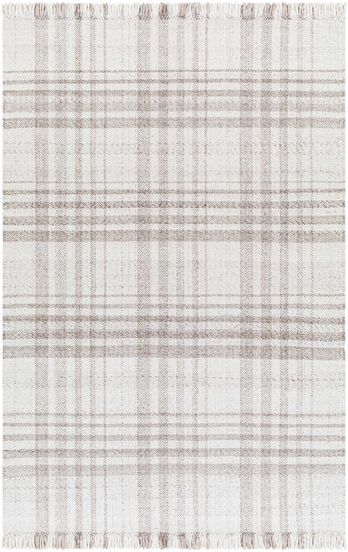 Inara Light Brown Plaid Hand Woven Area Rug by Boutique Rugs