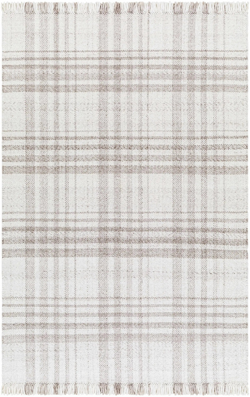 Inara Light Brown Plaid Hand Woven Area Rug by Boutique Rugs