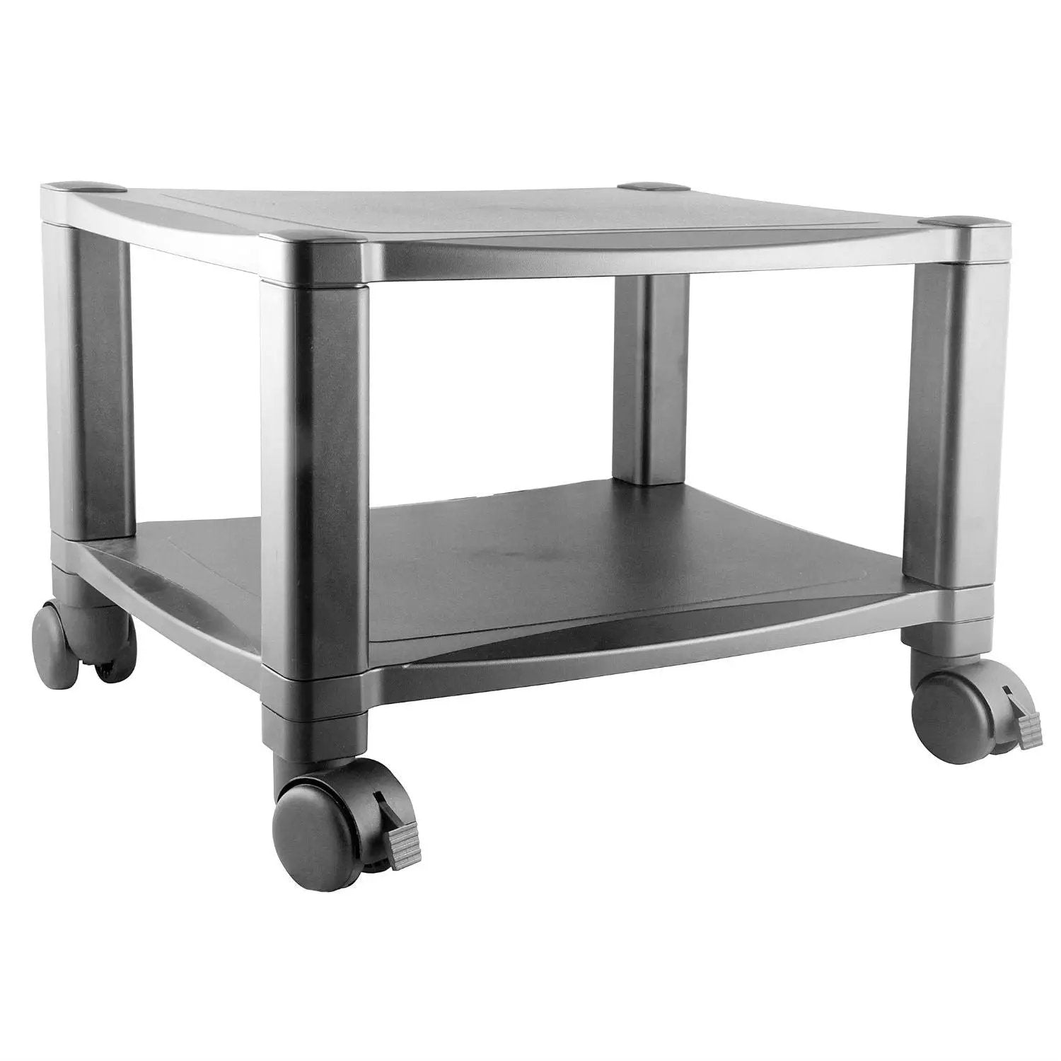 Sturdy 2-Shelf Mobile Printer Stand Cart in Black with Locking Casters by HomePacific