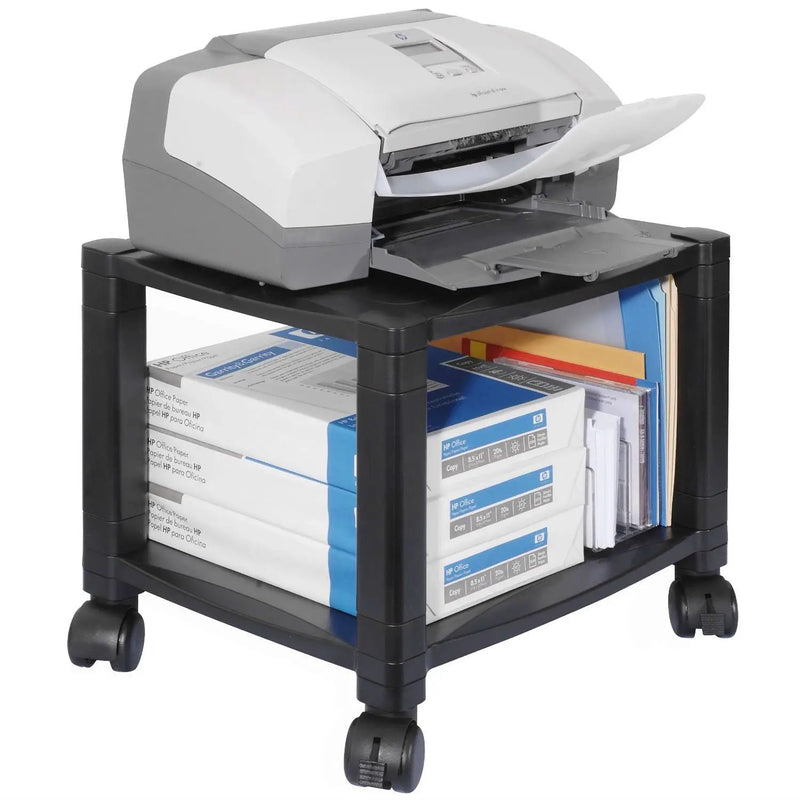 Sturdy 2-Shelf Mobile Printer Stand Cart in Black with Locking Casters by HomePacific
