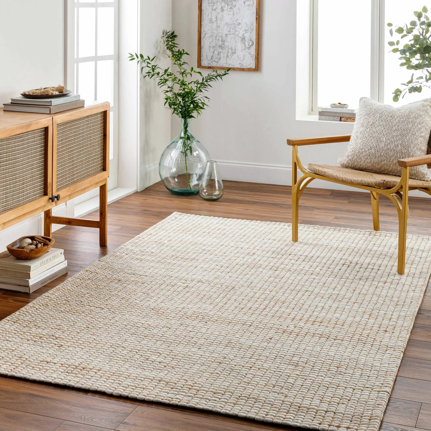 Riki Cream Jute-Wool Blend Rug by Boutique Rugs
