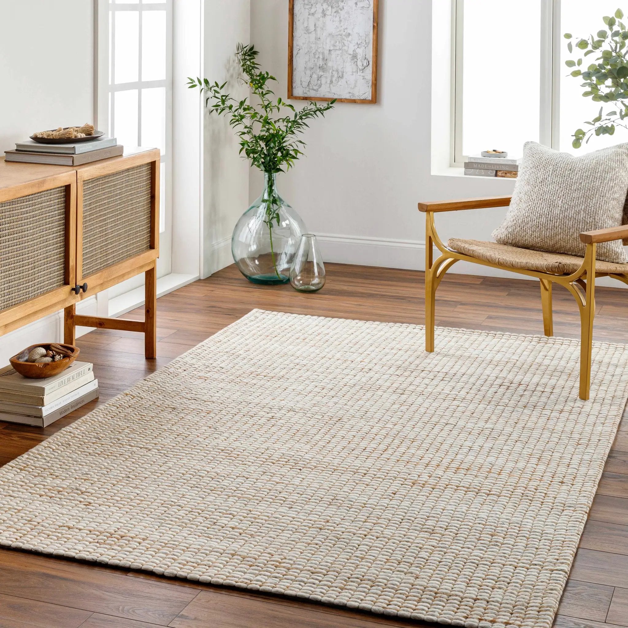 Riki Cream Jute-Wool Blend Rug by Boutique Rugs