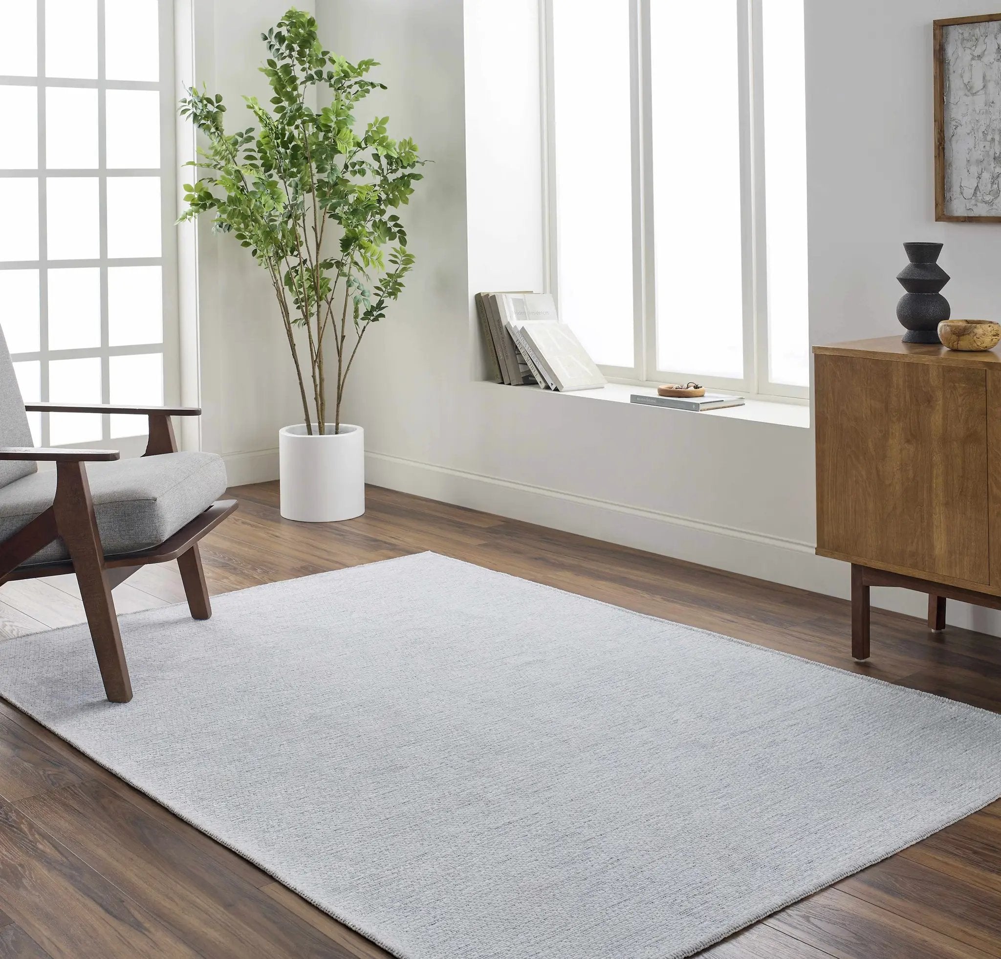 Isako Light Blue Solid Washable Rug - Clearance by Boutique Rugs
