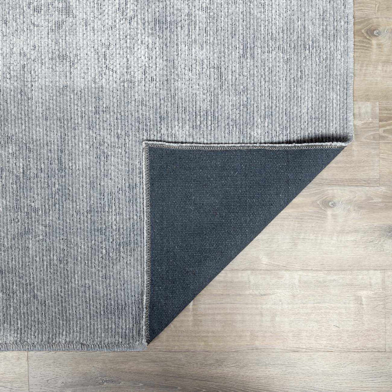 Isako Blue & Gray Solid Washable Area Rug - Clearance by Boutique Rugs