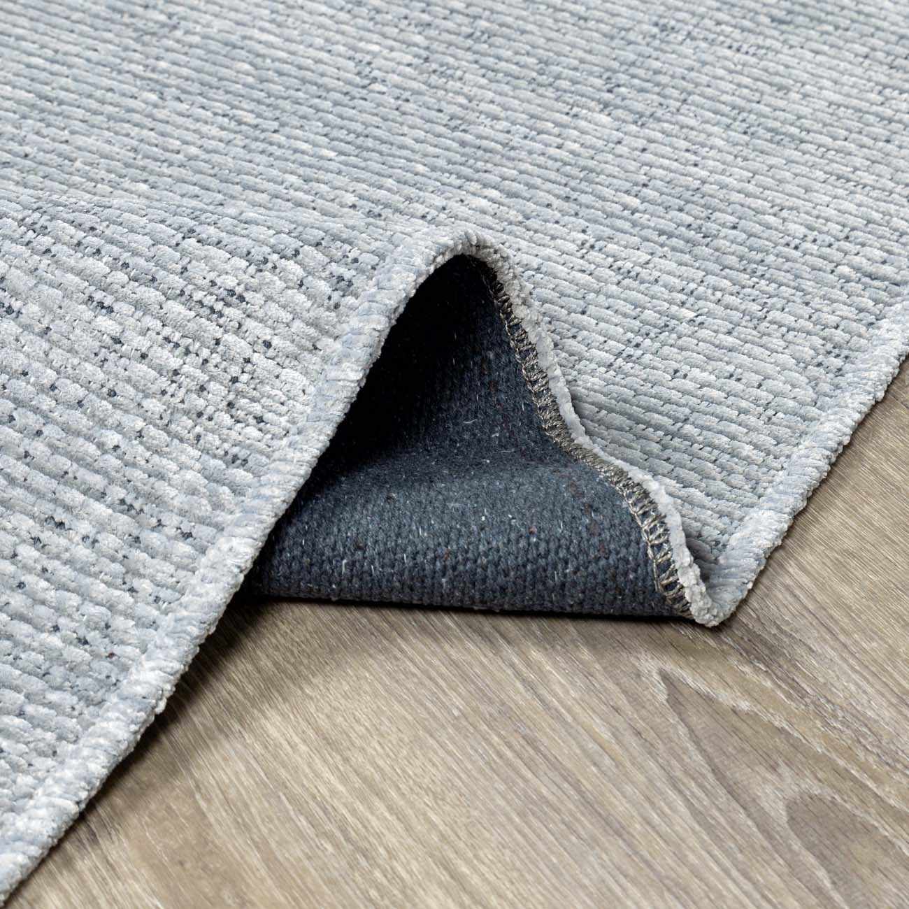 Isako Blue & Gray Solid Washable Area Rug - Clearance by Boutique Rugs