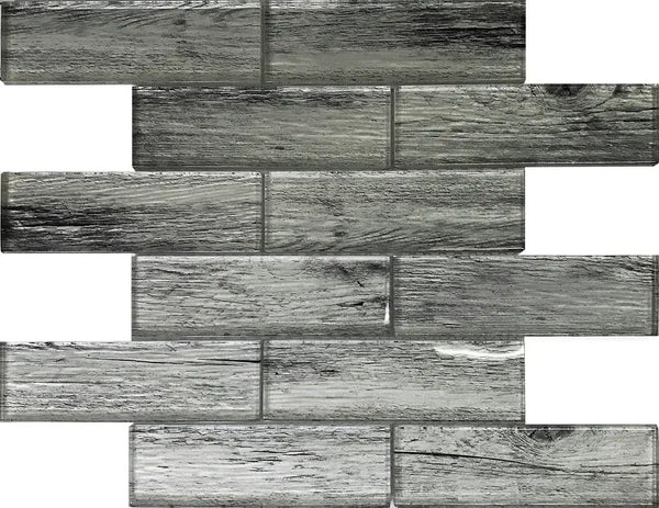 Light Gray 12x12 Glossy Brick Glass Mosaic Tile (5 pack, 4.83 sq ft/case), photo 2 of 9
