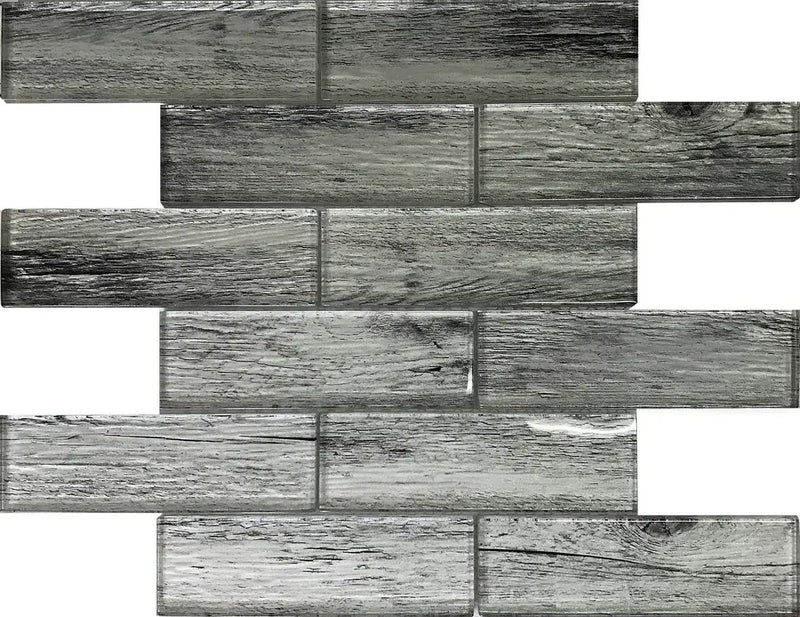 Light Gray 12x12 Glossy Brick Glass Mosaic Tile (5 pack, 4.83 sq ft/case) by Apollo Tile