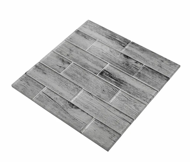 Light Gray 12x12 Glossy Brick Glass Mosaic Tile (5 pack, 4.83 sq ft/case) by Apollo Tile