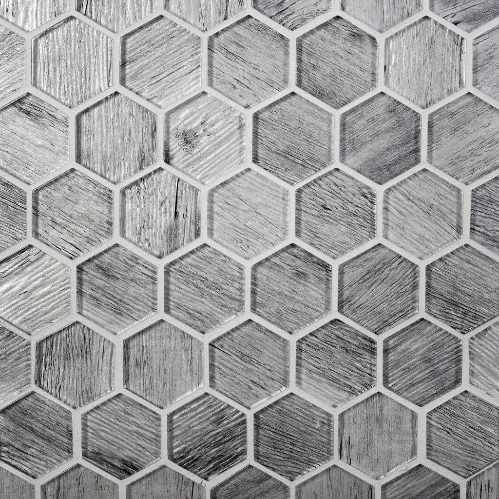 Light Gray 12x12 Glossy Hexagon Glass Mosaic Tile (5 pack, 4.83 sq ft/case) by Apollo Tile