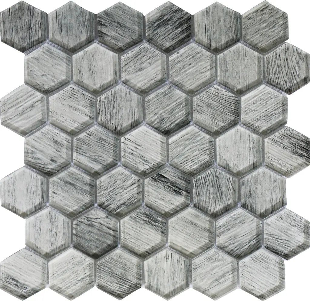 Light Gray 12x12 Glossy Hexagon Glass Mosaic Tile (5 pack, 4.83 sq ft/case) by Apollo Tile