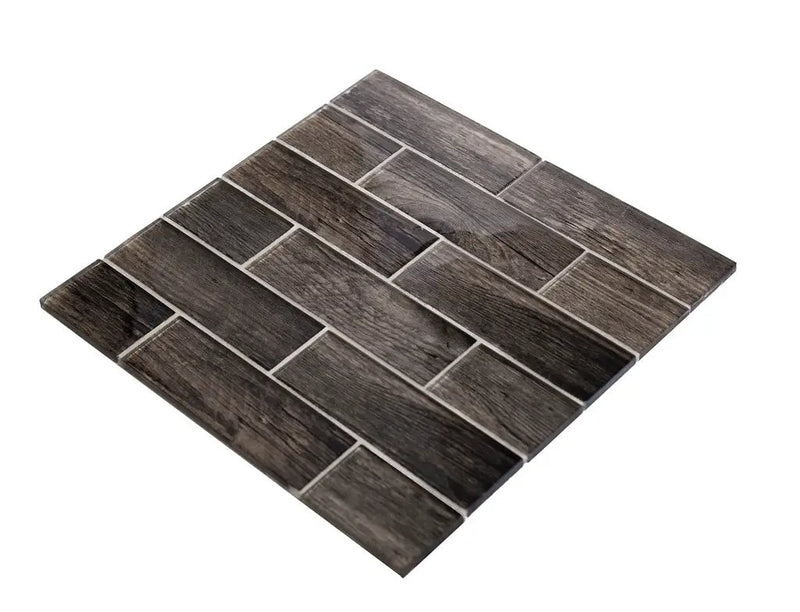 Brown 12x12 Glossy Brick Glass Mosaic Tile (5 pack, 4.83 sq ft/case) by Apollo Tile