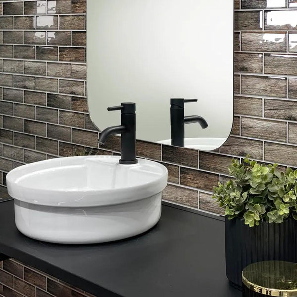 Brown 12x12 Glossy Brick Glass Mosaic Tile (5 pack, 4.83 sq ft/case)