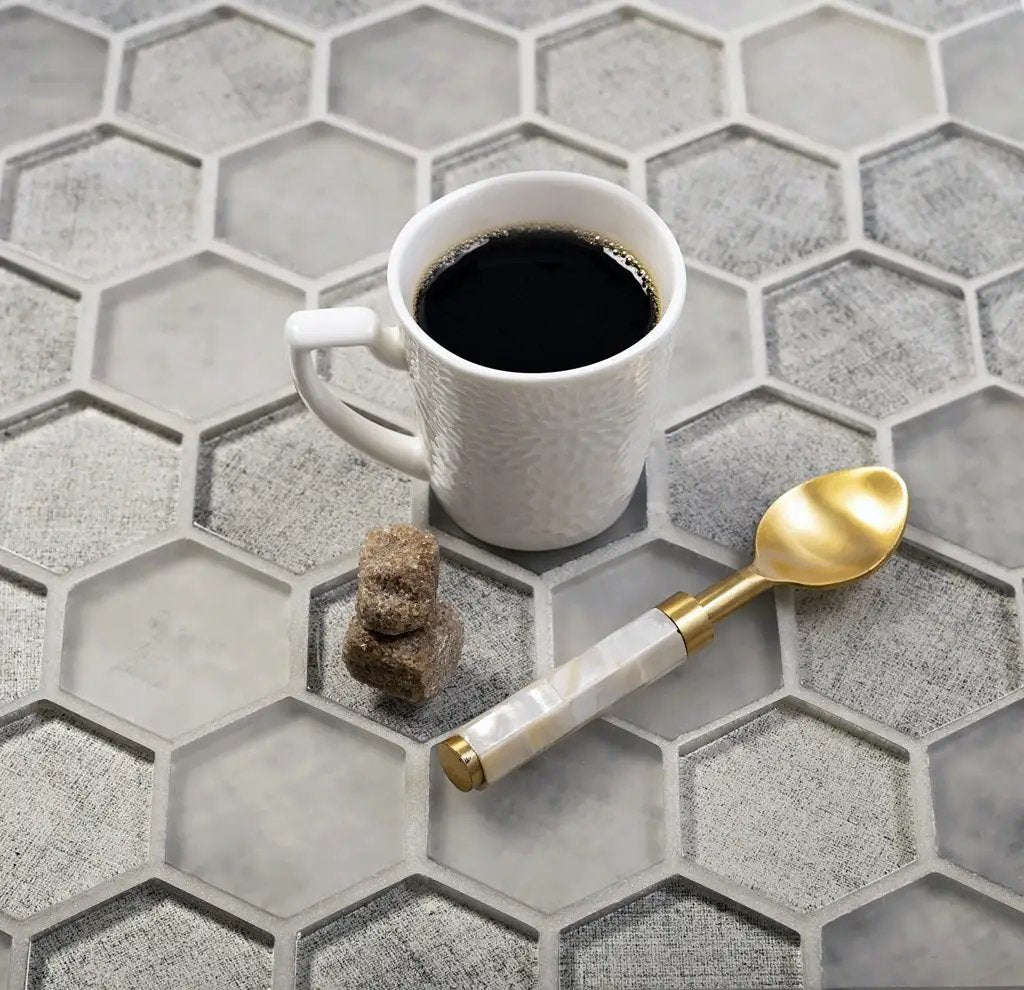 Gray 12x12 Glossy Hexagon Glass Mosaic Tile (5 pack, 4.83 sq ft/case) by Apollo Tile