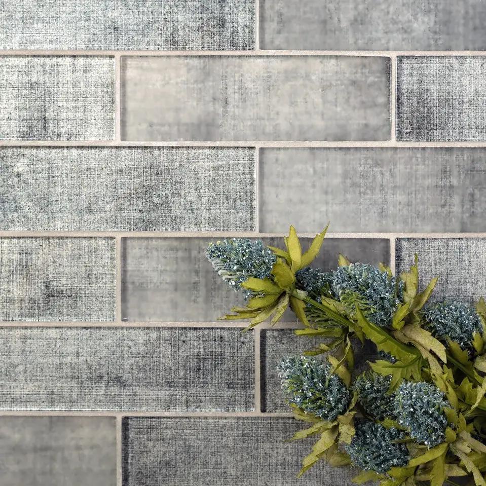 Coin Gray 12x12 Glossy Brick Glass Mosaic Tile (5 pack, 4.83 sq ft/case) by Apollo Tile