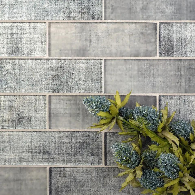 Coin Gray 12x12 Glossy Brick Glass Mosaic Tile (5 pack, 4.83 sq ft/case) by Apollo Tile