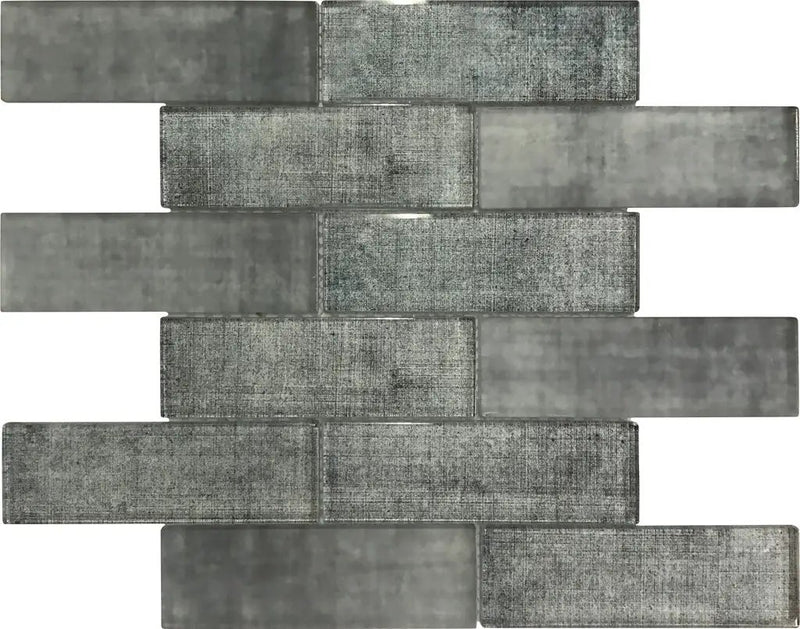 Coin Gray 12x12 Glossy Brick Glass Mosaic Tile (5 pack, 4.83 sq ft/case) by Apollo Tile