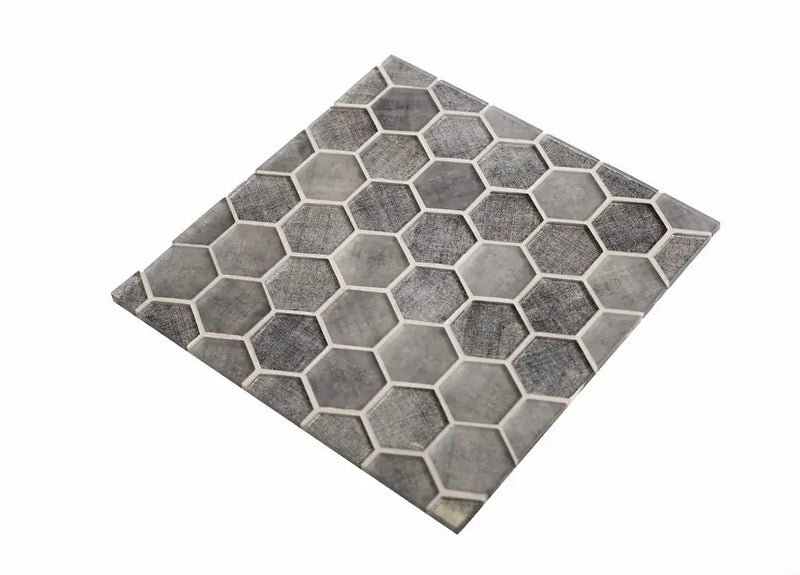 Coin Gray 12x12 Glossy Hexagon Glass Mosaic Tile (5 pack, 4.83 sq ft/case) by Apollo Tile