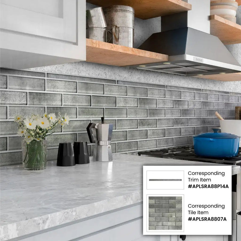 Gray 12x12 Glass Glossy Mosaic Tile (5 pack, 4.83 sq ft/case) by Apollo Tile