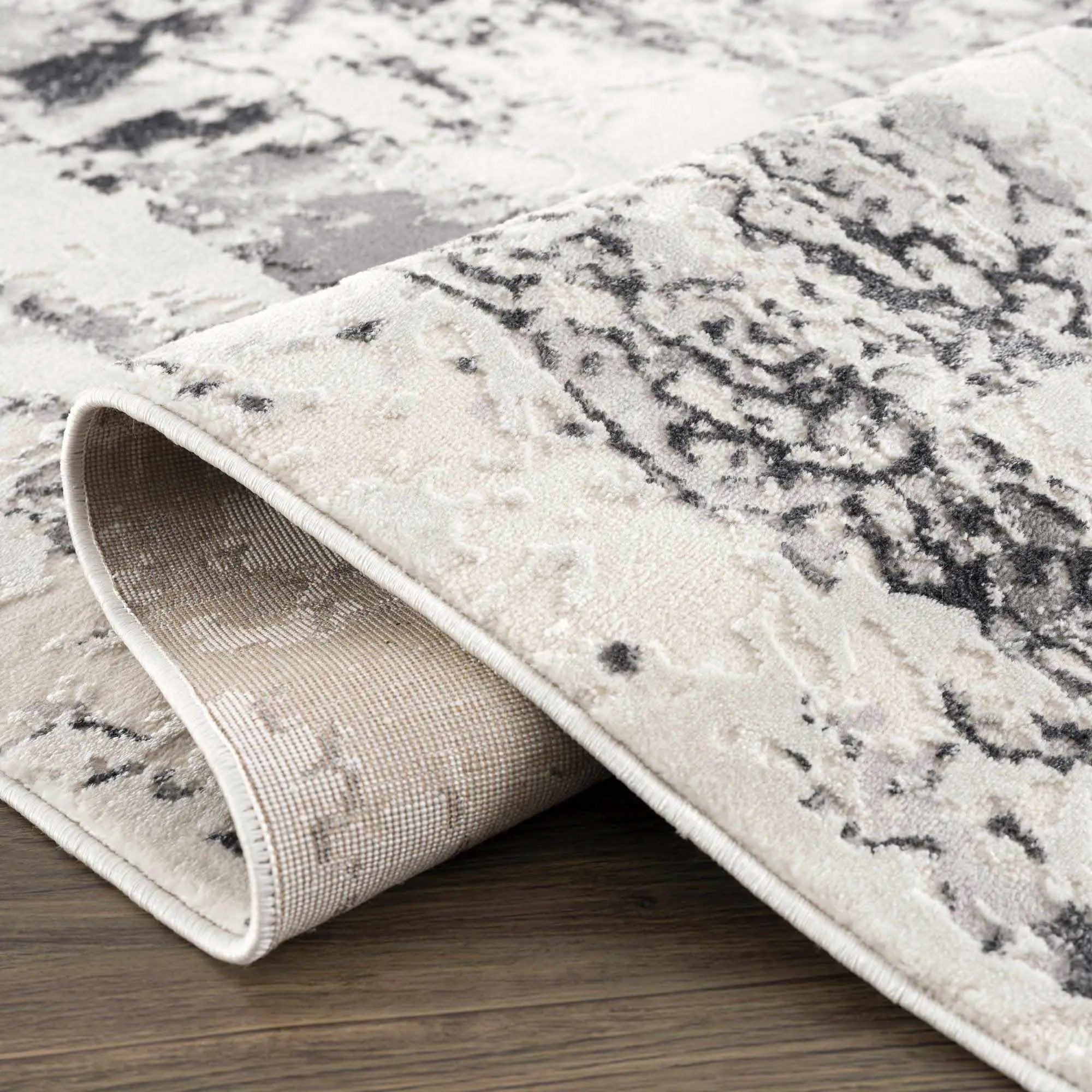 Junko Gray & Blue Marble Area Rug - Clearance by Boutique Rugs