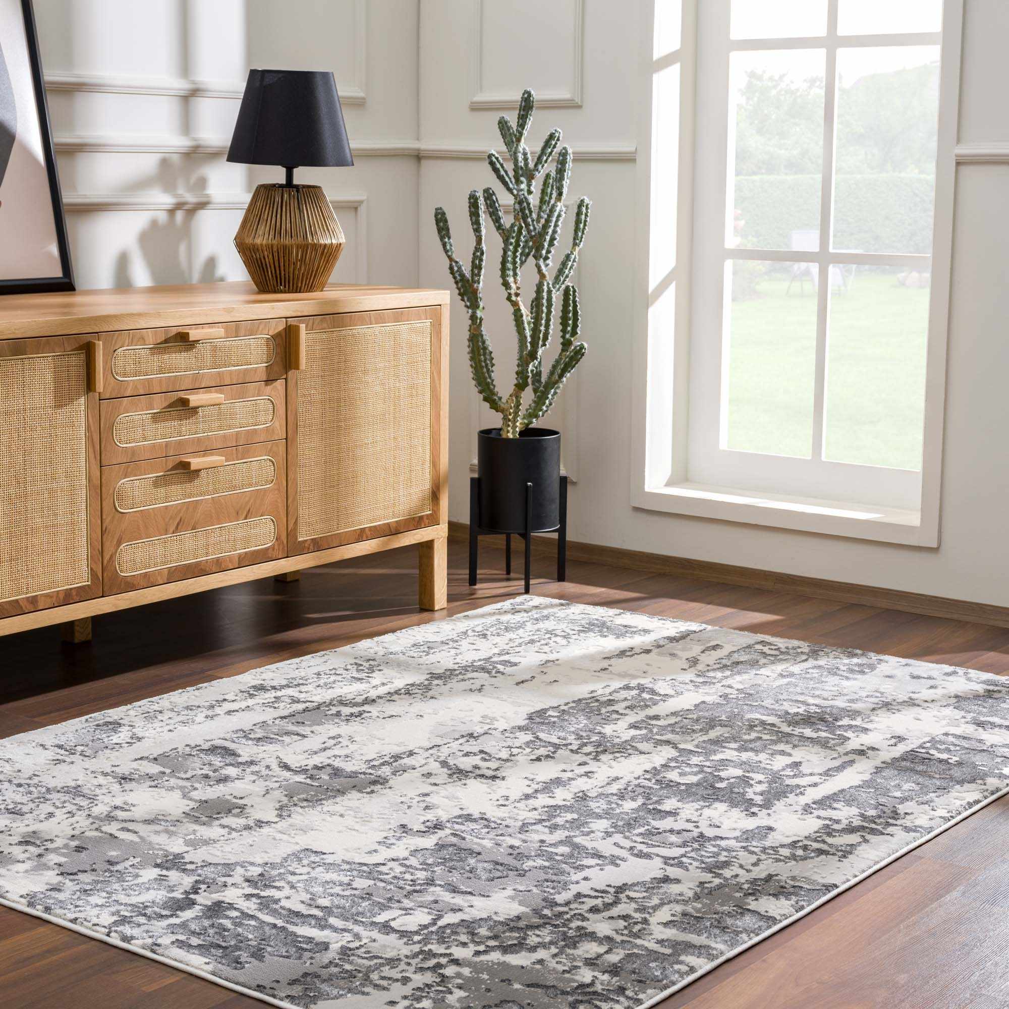 Junko Gray & Blue Marble Area Rug - Clearance by Boutique Rugs