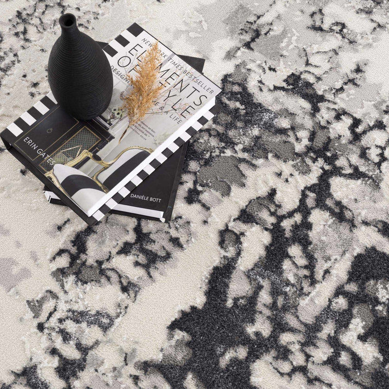 Junko Gray & Blue Marble Area Rug - Clearance by Boutique Rugs