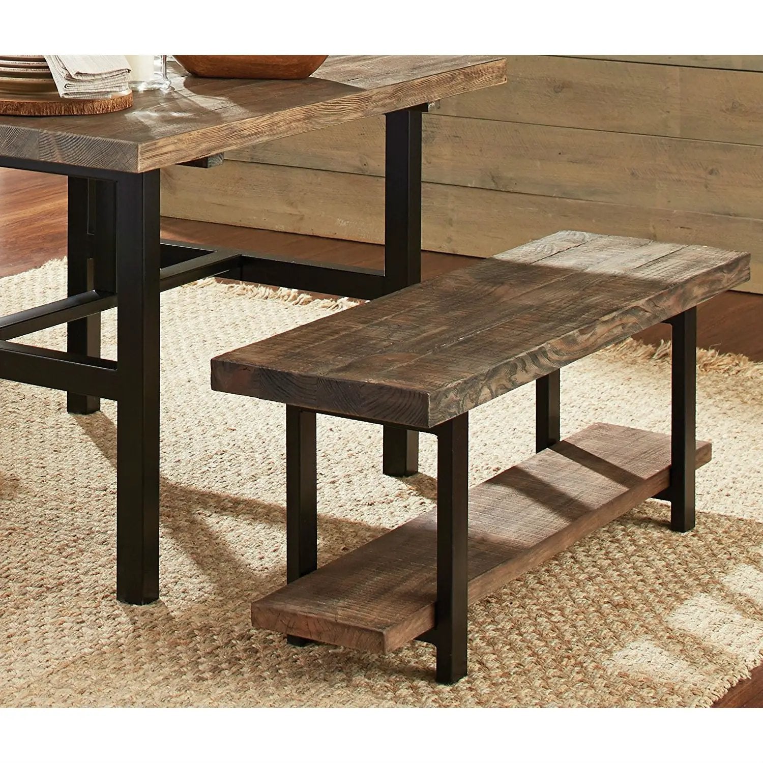Modern Industrial Style Wood and Metal Accent Bench by HomePacific