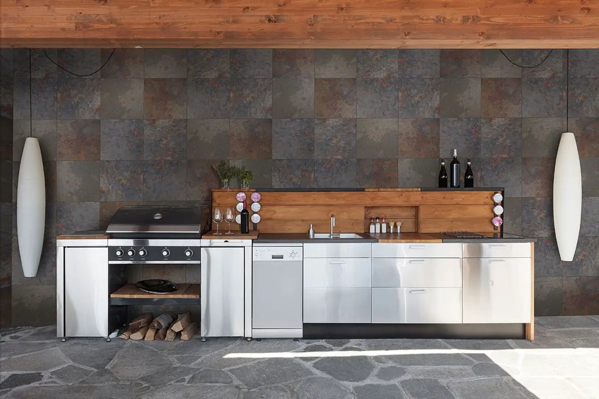 Rustic Gold Slate Pavers 6x24 in a finished room