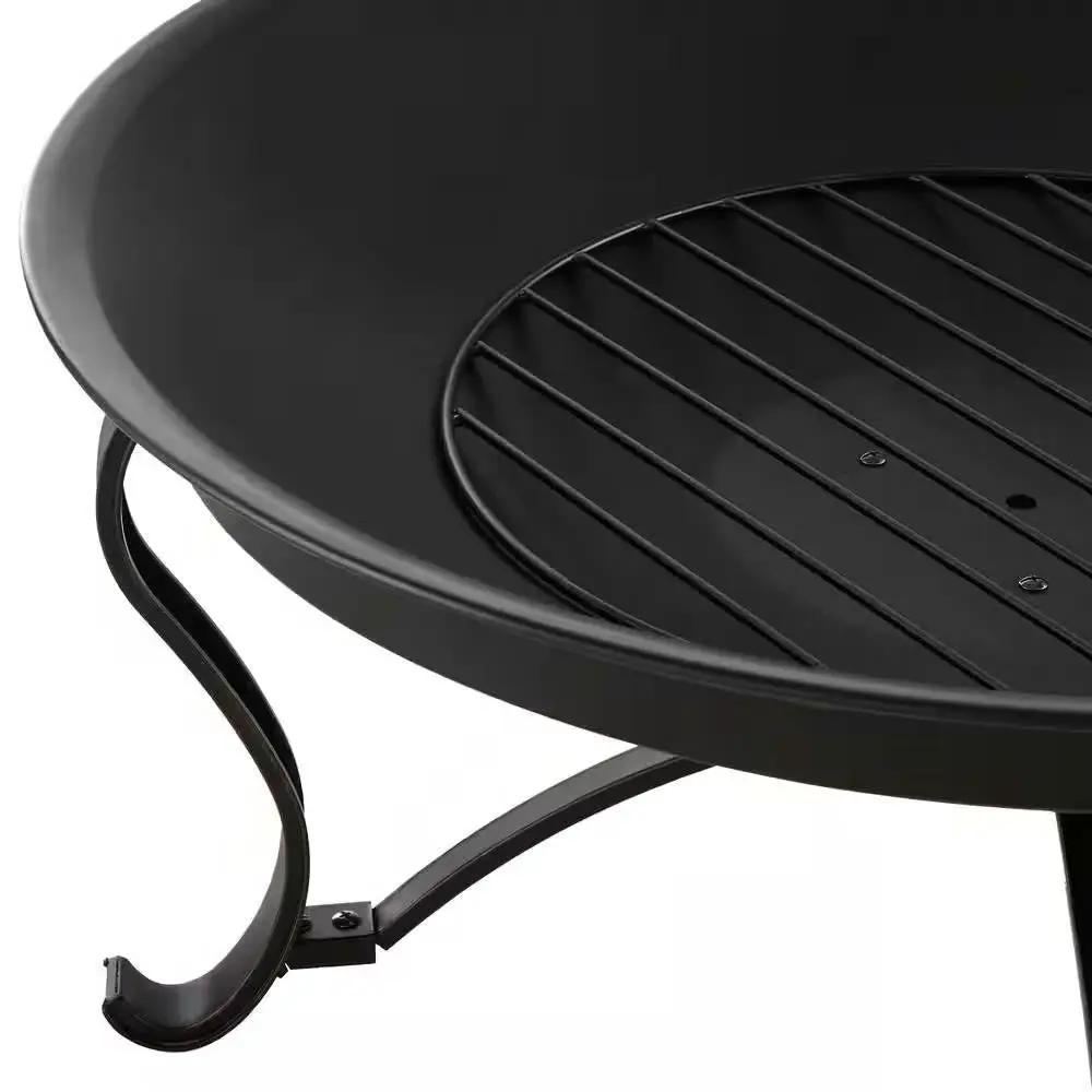30-inch Round Steel Outdoor Fire Pit with Mesh Cover and Poker in Bronze by HomePacific