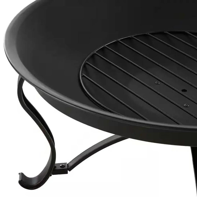 30-inch Round Steel Outdoor Fire Pit with Mesh Cover and Poker in Bronze by HomePacific