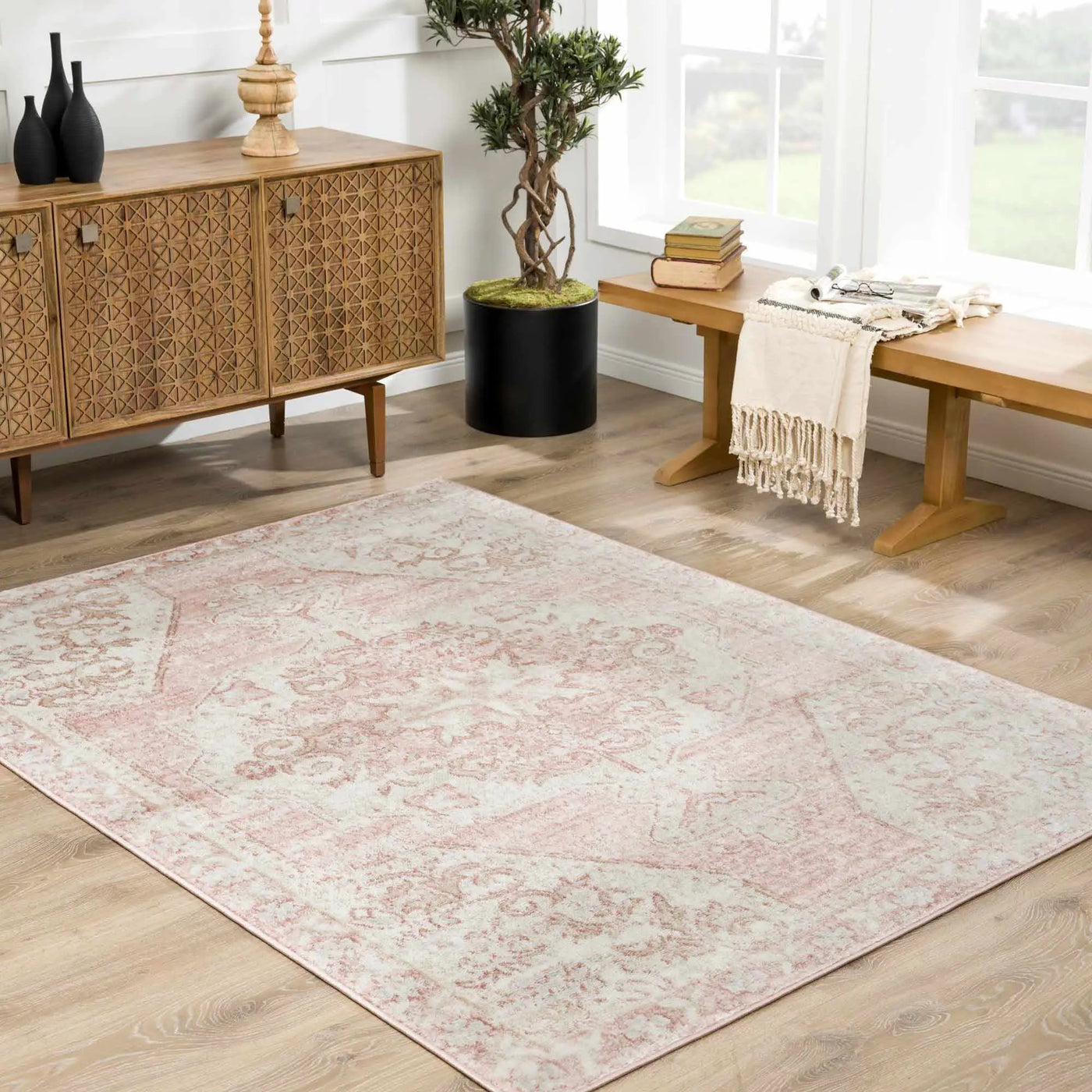 Snead Pink Floral Rug by Boutique Rugs